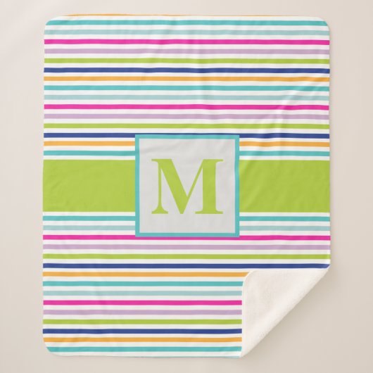 Couverture Sherpa Bleu, Orange, Rose, Vert, Turquoise (Devant)