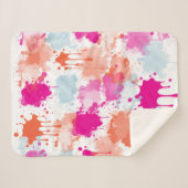 Couverture Sherpa Bleu rose orange Abstrait Peinture (Devant (Horizontal))