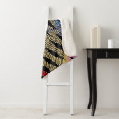Couverture Sherpa Bleu rouge et blanc abstrait (En situation)