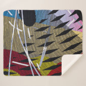 Couverture Sherpa Bleu rouge et blanc abstrait (Devant (Horizontal))