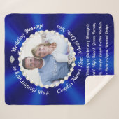 Couverture Sherpa Bleu Sapphire, Cadeaux Photo Anniversaire, Cosy (Devant (Horizontal))