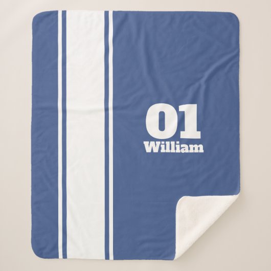 Couverture Sherpa Bleu Sport Strigramme Monogramme Sherpa Blanket (Devant)