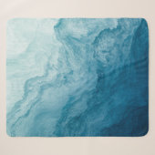 Couverture Sherpa Bleu Tranquille Océan Vagues Nature Art Abstrait (Devant (Horizontal))