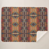 Couverture Sherpa Bleu turquoise Beige Rouge foncé Art Tribal Brown (Devant (Horizontal))