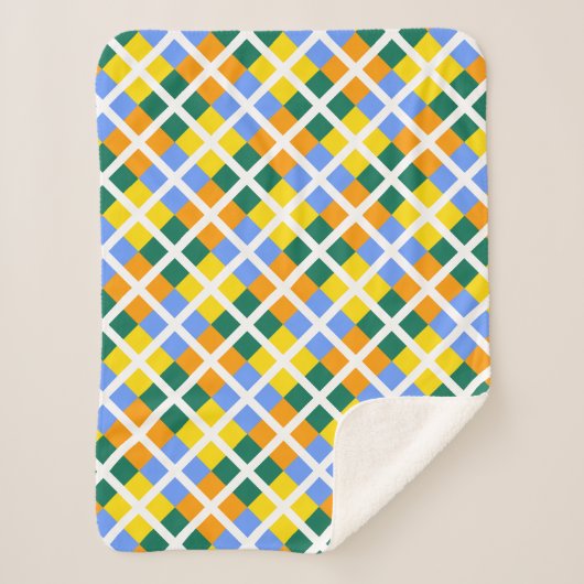 Couverture Sherpa Bleu Vert Jaune Orange (Devant)