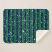 Couverture Sherpa Bleu vert rayures avec étoiles et Raindrops (Devant (Horizontal))