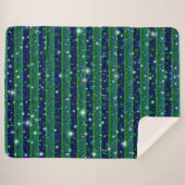 Couverture Sherpa Bleu vert rayures avec étoiles et Raindrops (Devant (Horizontal))