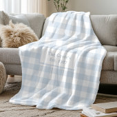 Couverture Sherpa Bleue et Blanche à Carreaux Nom