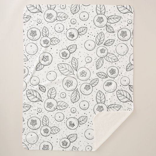 Couverture Sherpa Bleuets en noir et blanc (Devant)