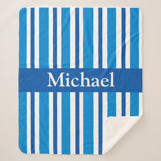 COUVERTURE SHERPA BLEUS STRIPES SHERPA BLANKET (Devant)
