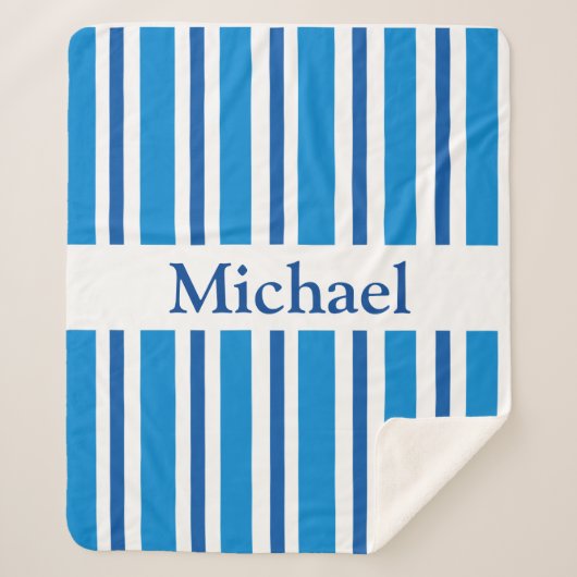 COUVERTURE SHERPA BLEUS STRIPES SHERPA BLANKET (Devant)