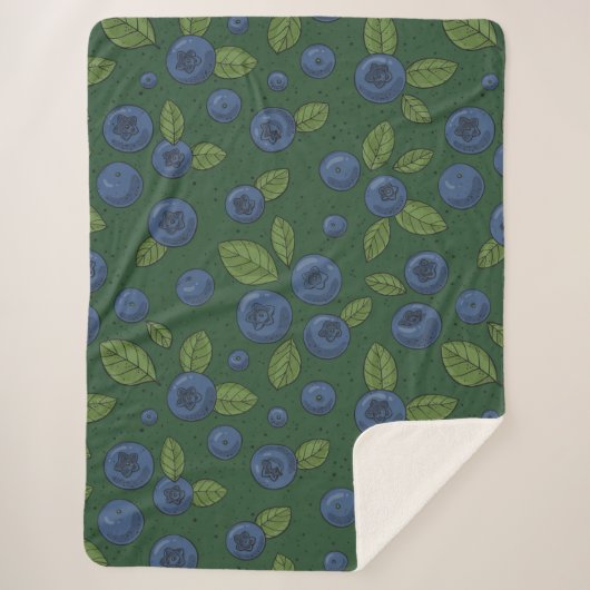 Couverture Sherpa Bleus sur vert foncé (Devant)