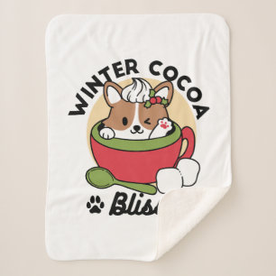 Couverture Sherpa Bliss de cacao d'hiver - Chien mignon en mode Mug
