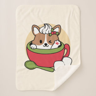 Couverture Sherpa Bliss de cacao d'hiver - Chien mignon en mode Mug