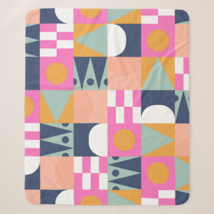 Couverture Sherpa Bloc de couleur africain, motif géométrique.
