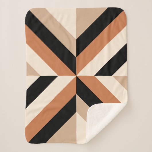 Couverture Sherpa Bloc de couleur géométrique contemporain Brown (Devant)