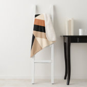 Couverture Sherpa Bloc de couleur géométrique contemporain Brown (En situation)