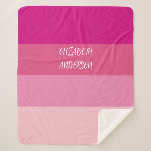 Couverture Sherpa Blocage de couleur rose, bande horizontale (Devant)