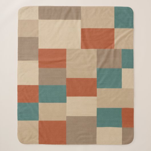 Couverture Sherpa Blocs Géométriques Modernes Sarcelle & Beige (Devant)