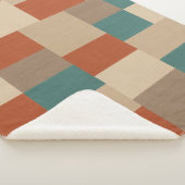 Couverture Sherpa Blocs Géométriques Modernes Sarcelle & Beige (3/4)