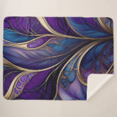 Couverture Sherpa Bloom Majestic - Violet profond et Abstrait bleu (Devant (Horizontal))