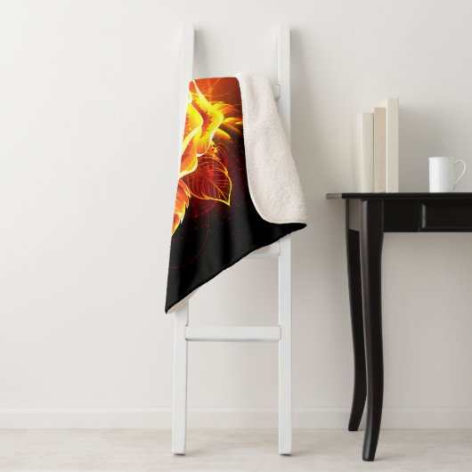 Couverture Sherpa Blooming Fire Rose (En situation)