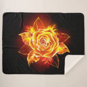 Couverture Sherpa Blooming Fire Rose (Devant (Horizontal))