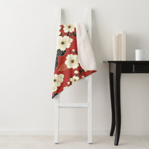 Couverture Sherpa Blossom Nouveau Art floral élégant