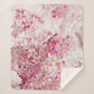 COUVERTURE SHERPA BLOSSOM ROSE ET CHERRY BLANC