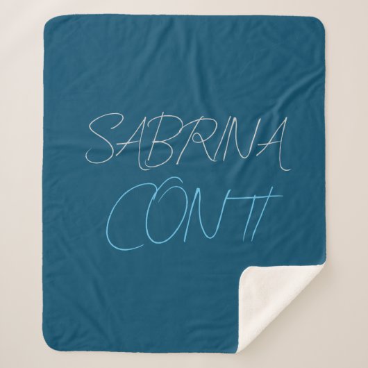 Couverture Sherpa Blue Ajouter Nom Moderne Minimaliste Plain (Devant)