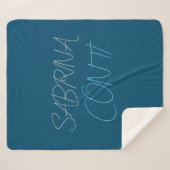 Couverture Sherpa Blue Ajouter Nom Moderne Minimaliste Plain (Devant (Horizontal))