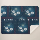 Couverture Sherpa Blue and Silver Ornament Merry Christmas Blanket (Devant (Horizontal))