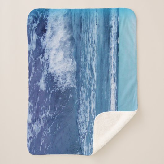 Couverture Sherpa Blue Atlantic Ocean Photo Cresting Waves Sky (Devant)