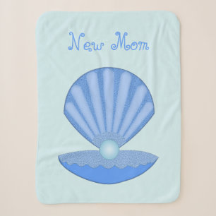 Couverture Sherpa Blue Baby Boy Coquille d'huîtres et Pearl New Mom