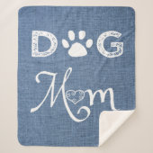 Couverture Sherpa Blue Burlap Chien Maman Sherpa Blanche (Devant)