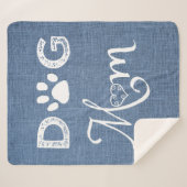 Couverture Sherpa Blue Burlap Chien Maman Sherpa Blanche (Devant (Horizontal))