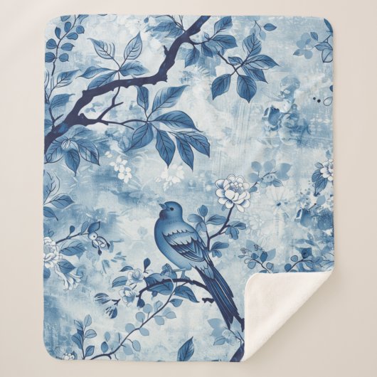 Couverture Sherpa Blue Chinoiserie Sherpa Blanket Cadeau pour femmes (Devant)