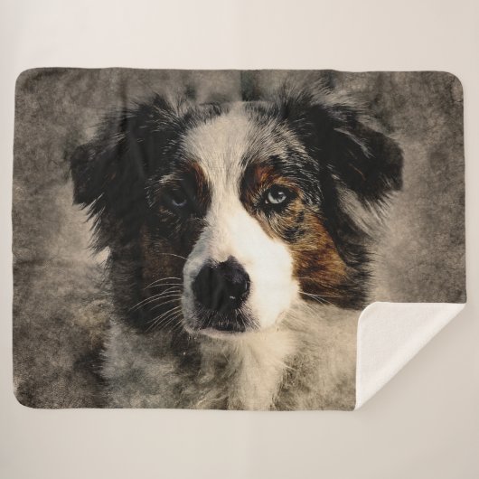Couverture Sherpa Blue Collie (Devant (Horizontal))