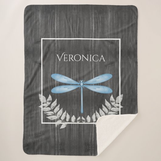 Couverture Sherpa Blue Dragonfly Rustic Personnalisé Sherpa Blanket (Devant)