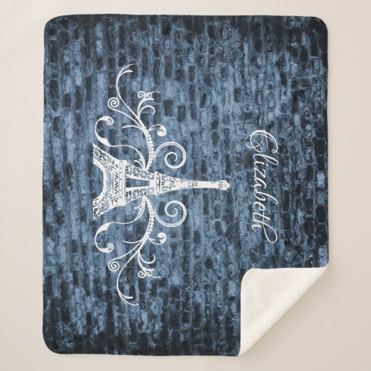 Couverture Sherpa Blue Eiffel Tower Grunge Sherpa Blanket (Devant)