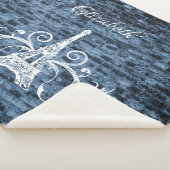Couverture Sherpa Blue Eiffel Tower Grunge Sherpa Blanket (3/4)