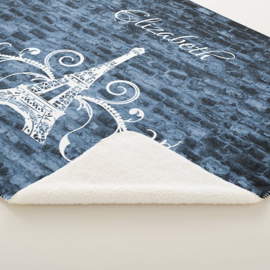 Couverture Sherpa Blue Eiffel Tower Grunge Sherpa Blanket (3/4)
