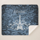Couverture Sherpa Blue Eiffel Tower Grunge Sherpa Blanket (Devant (Horizontal))