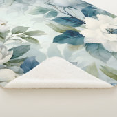 Couverture Sherpa Blue Floral Sherpa Fleece Blanche de luxe (3/4)