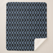 Couverture Sherpa Blue grey and black diamond pattern (Devant)