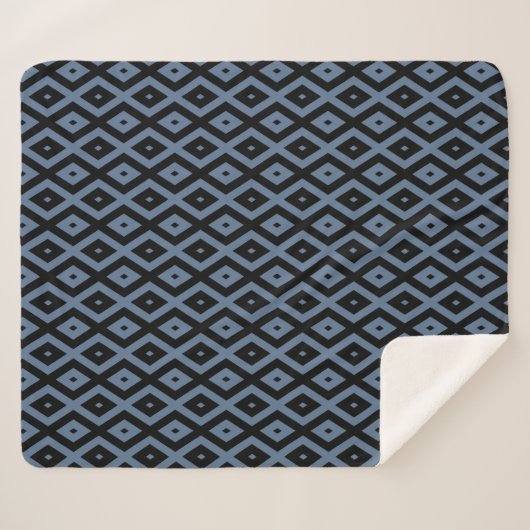 Couverture Sherpa Blue grey and black diamond pattern (Devant (Horizontal))