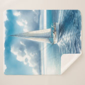 Couverture Sherpa Blue Horizon Solitary Sailboat (Devant (Horizontal))