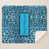 Couverture Sherpa Blue Leopard Faux Sparkle Sweet Dreams Modern Chic (Devant (Horizontal))
