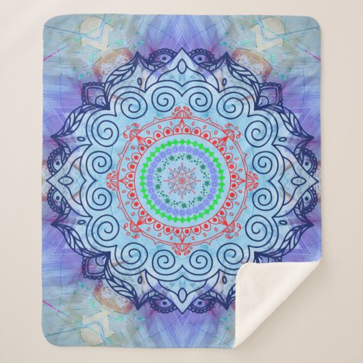 Couverture Sherpa Blue Mándala (Devant)