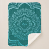 Couverture Sherpa Blue Mandala on a Dark Green Background (Devant)